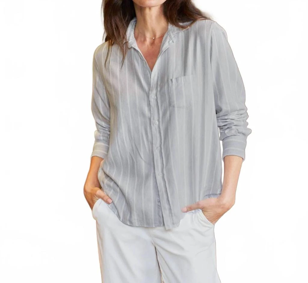Frank & Eileen Relaxed Button-Up Shirt In Gray Melange Stripe 1