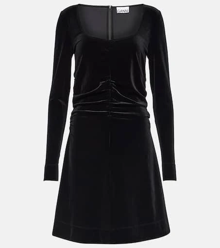 Ganni Ruched velvet minidress 1