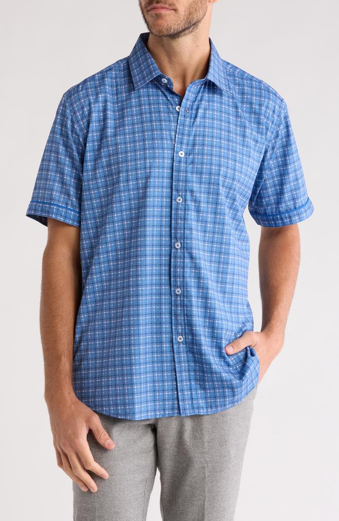 TR Premium Check Print Short Sleeve Button-Up Shirt