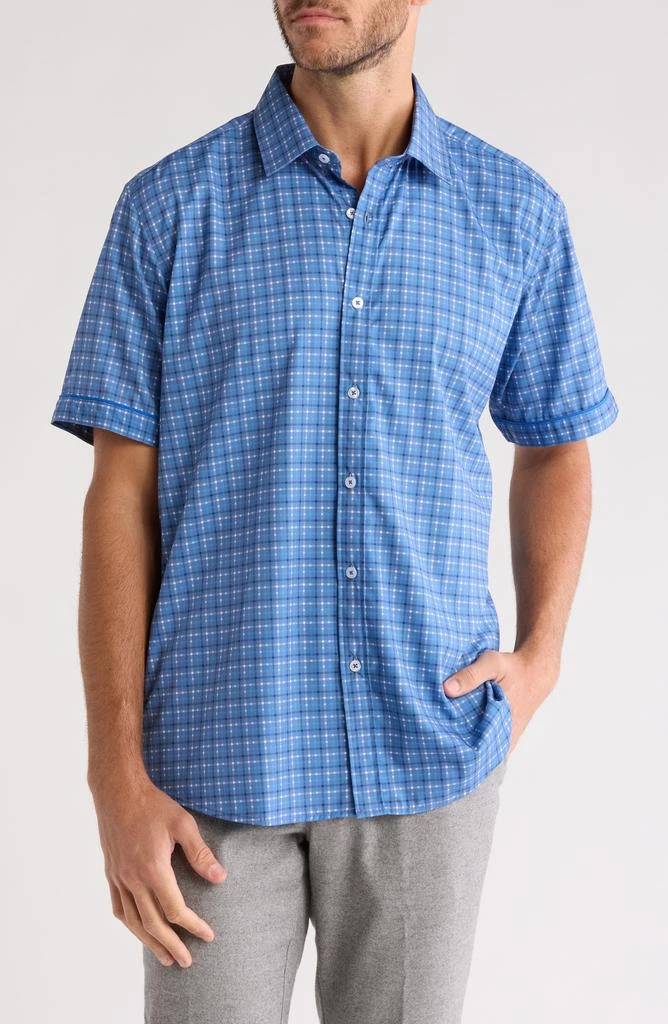 TR Premium Check Print Short Sleeve Button-Up Shirt 1