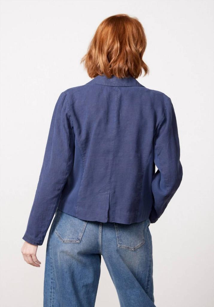 Michael Stars Pearson Ribbed Mix Blazer In Blue