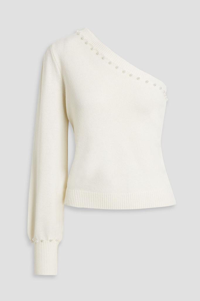 CAMI NYC Virginia one-sleeve faux pearl-embellished merino wool sweater