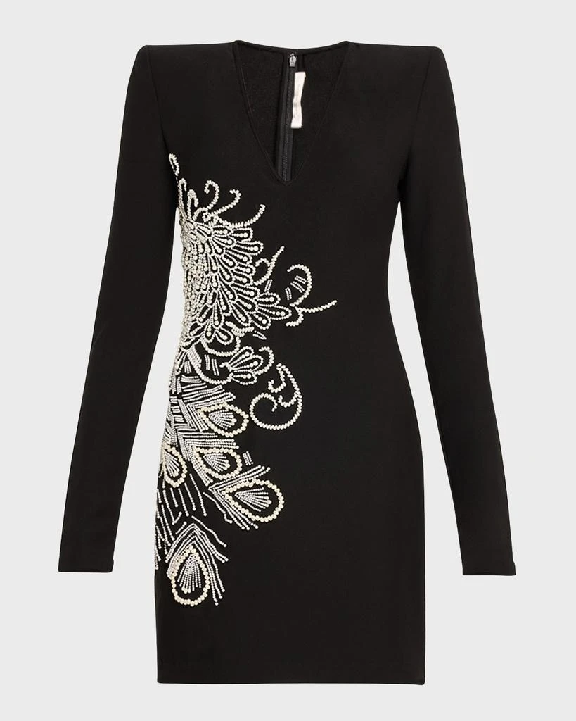Naeem Khan Embellished Mini Dress with Shoulder Pads 1