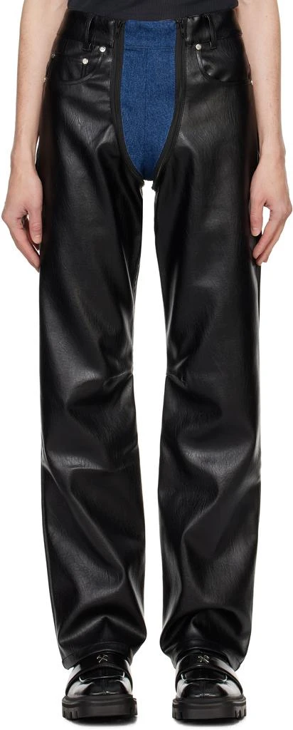 GmbH Black & Blue Lata Faux-Leather Denim Jeans 1