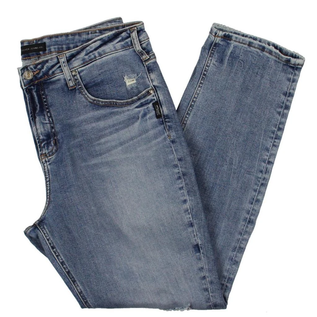 Silver Jeans Co. Beau Womens Girlfriend Fit Mid Rise Straight Leg Jeans 1