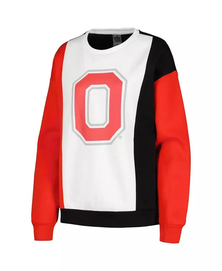 Gameday Couture Women's White, Black Ohio State Buckeyes Vertical Color-Block Pullover Sweatshirt 3