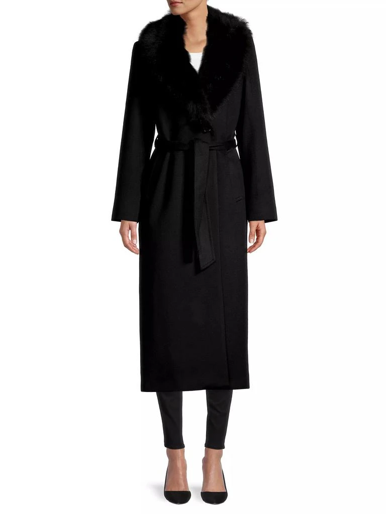 Sofia Cashmere Shearling Long Belted Wrap Coat 3