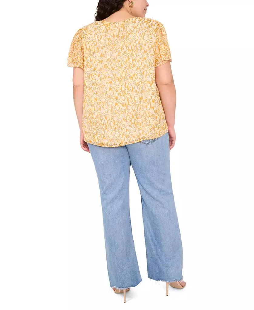 Vince Camuto Plus Size Printed Split-Neck Flutter-Sleeve Blouse 4