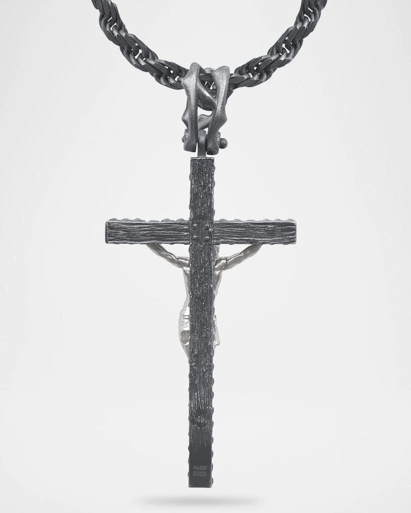 Marco Dal Maso Men
s The Cross Oxidized and Polished Sterling Silver Crucifix Rope Chain Necklace 4