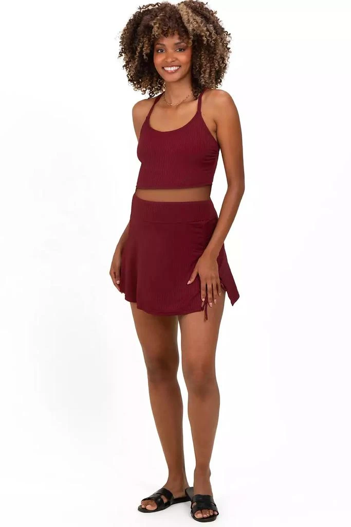 Pinkblush Maternity Black Ribbed Crop Tank Swim Skirt Set