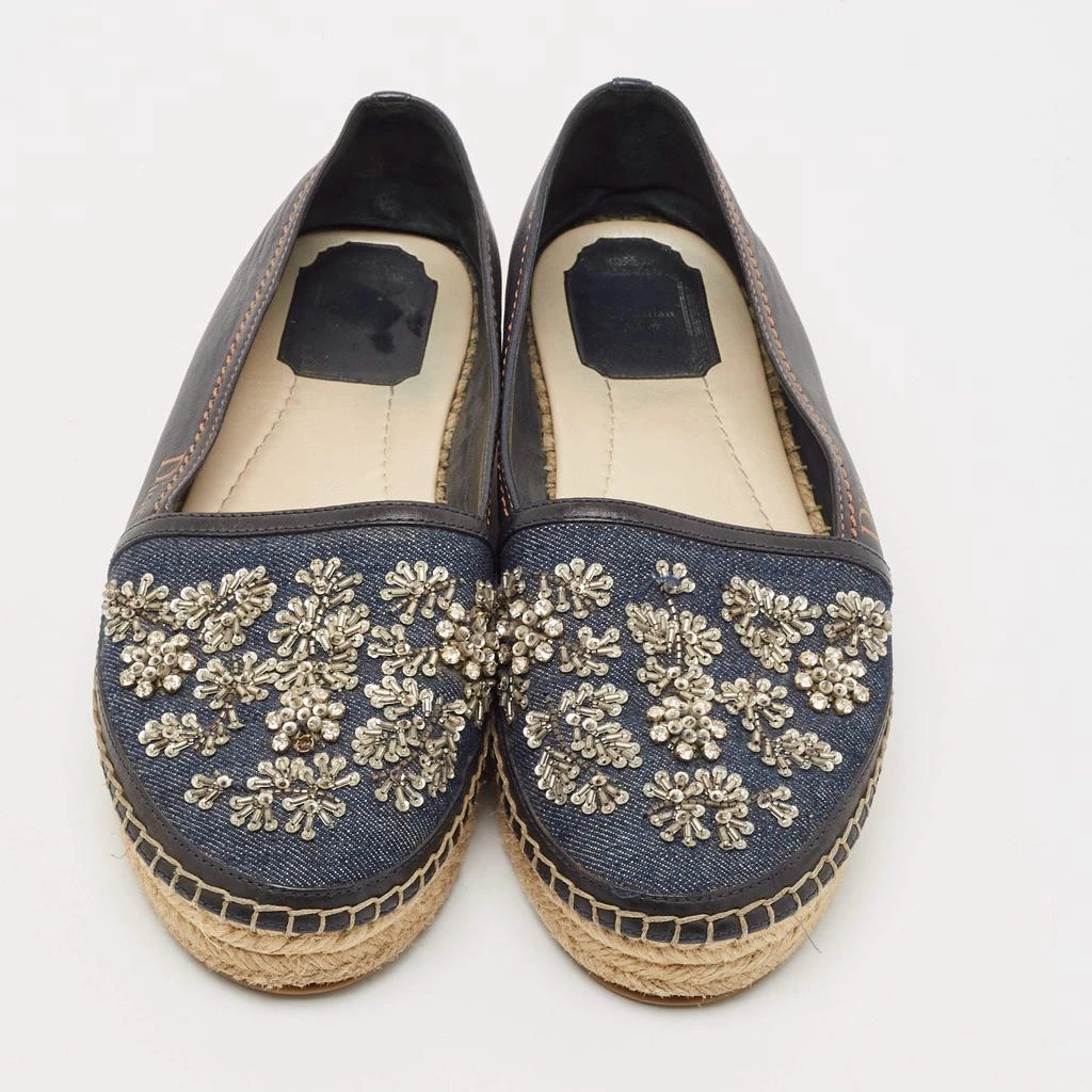 Dior Dior Black/Blue  Denim and Leather Embellished Espadrille Flats Size 36.5 4