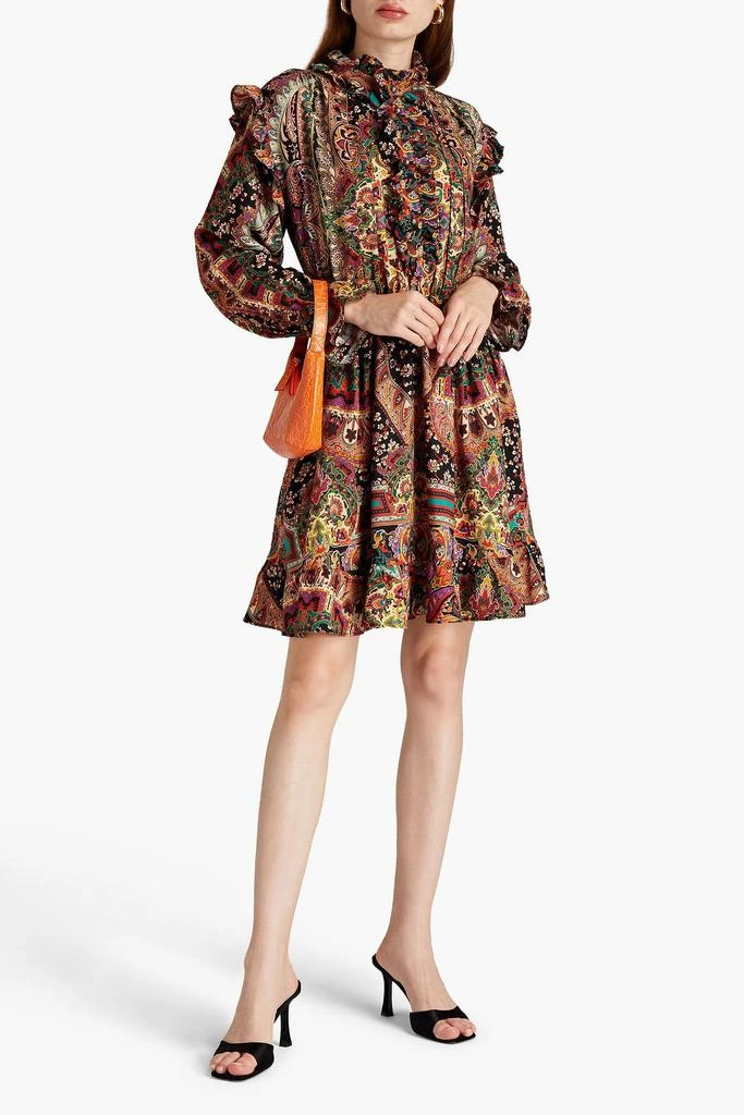 ETRO Ruffled printed wool and silk-blend twill mini dress 2