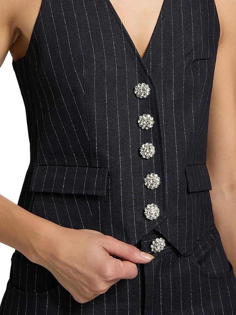 Cinq à Sept Anderson Crystal-Button Metallic Pinstripe Vest 6