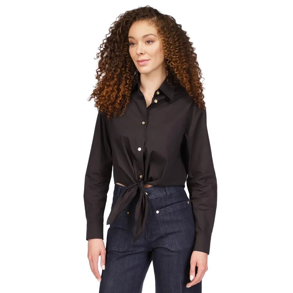 Michael Kors Women's Poplin Tie-Front Button-Down Cotton Shirt, Regular & Petite 4