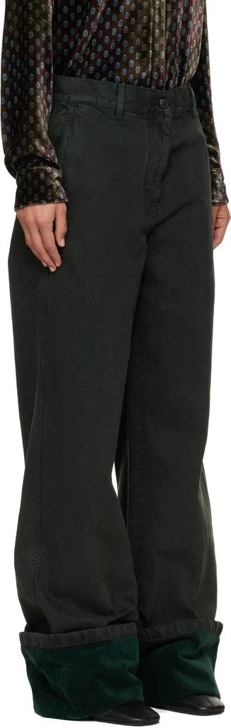 Dries Van Noten Green Velvet Cuff Jeans 2