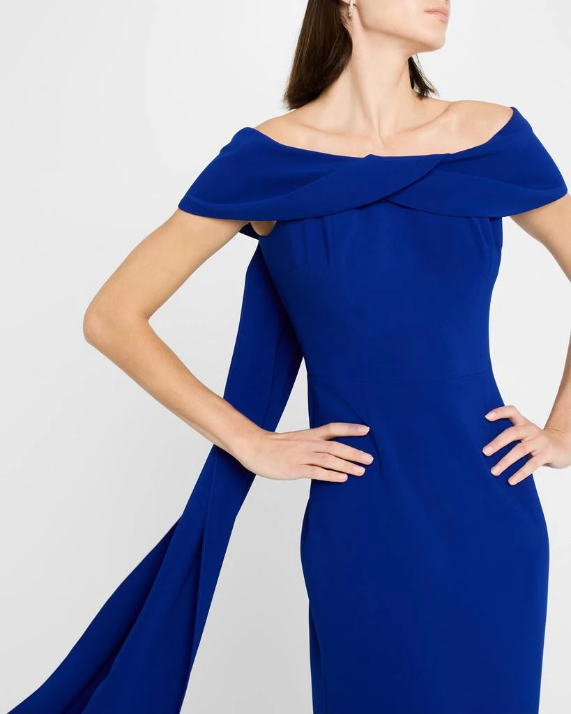 Teri Jon Draped Off-Shoulder Crepe Gown 5