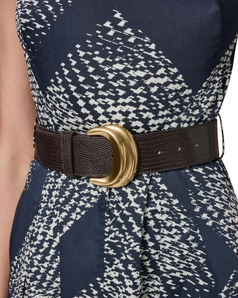 Donna Karan Printed Square Neck Belted Midi Dress 7