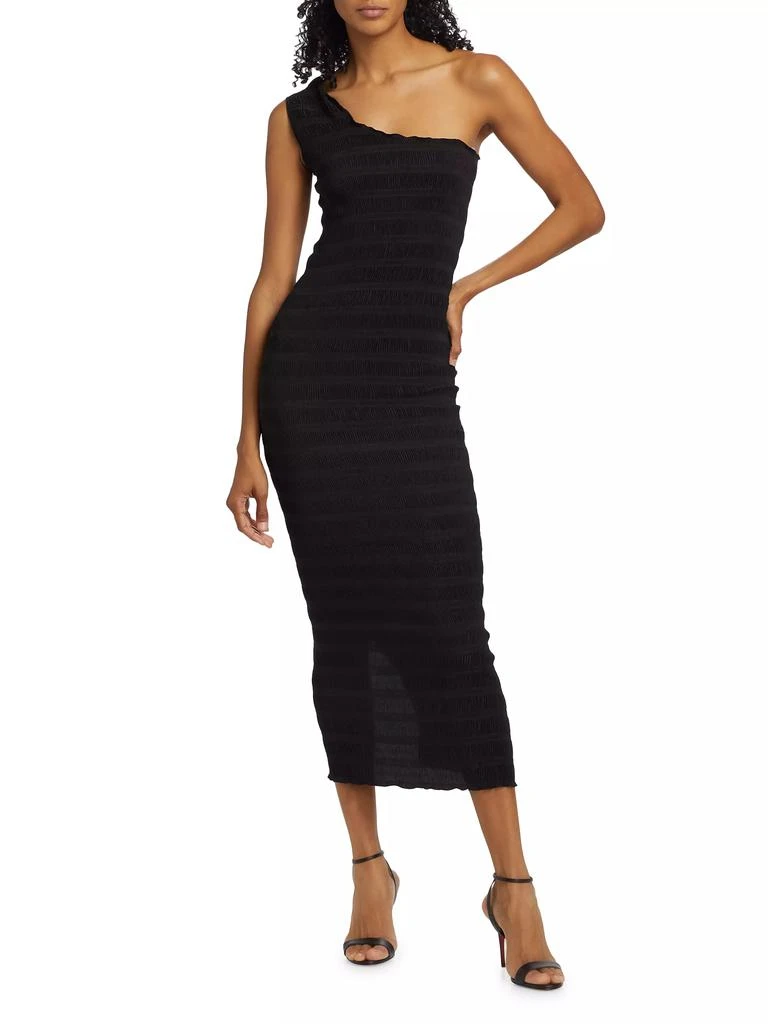 L'Idée Gigi Satin One-Shoulder Midi-Dress 2