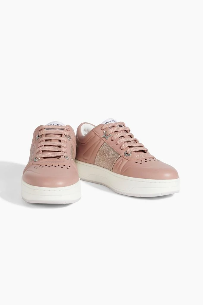 Jimmy Choo Hawaii perforated glittered leather sneakers 2