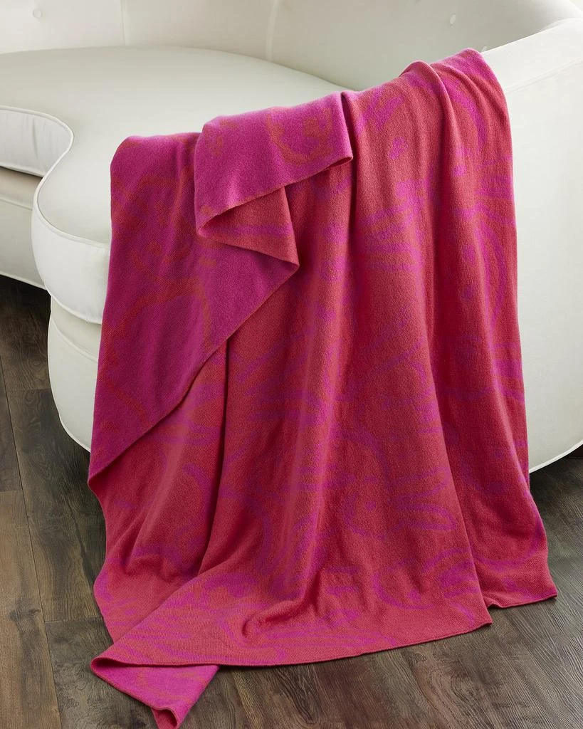 Hunt Slonem Rabbit Run Cashmere Throw Blanket 1