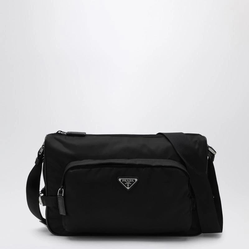 Prada Large black crossbody bag in Re-Nylon and Saffiano 1