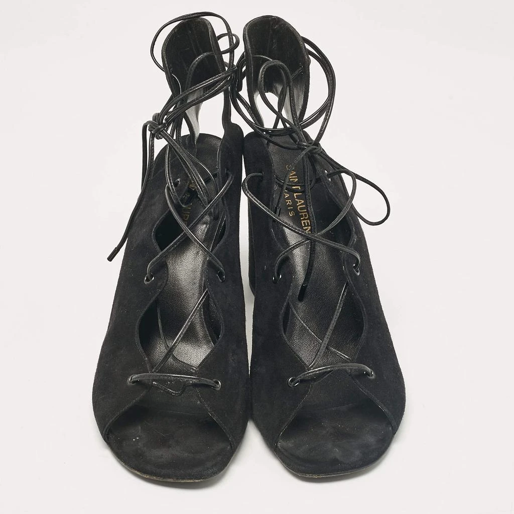 Yves Saint Laurent Saint Laurent Black Suede Ankle Wrap Sandals Size 40 3