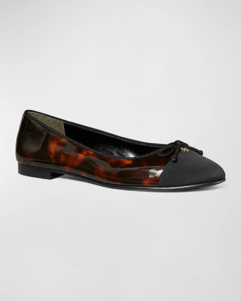 Tory Burch Cap-Toe Tortoise-Print Leather Ballet Flats 2