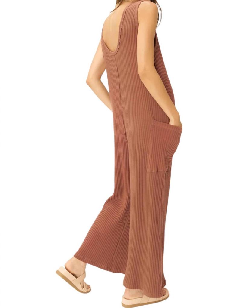 Project Social T Santa Maria Sweater Rib Jumpsuit In Root Beer