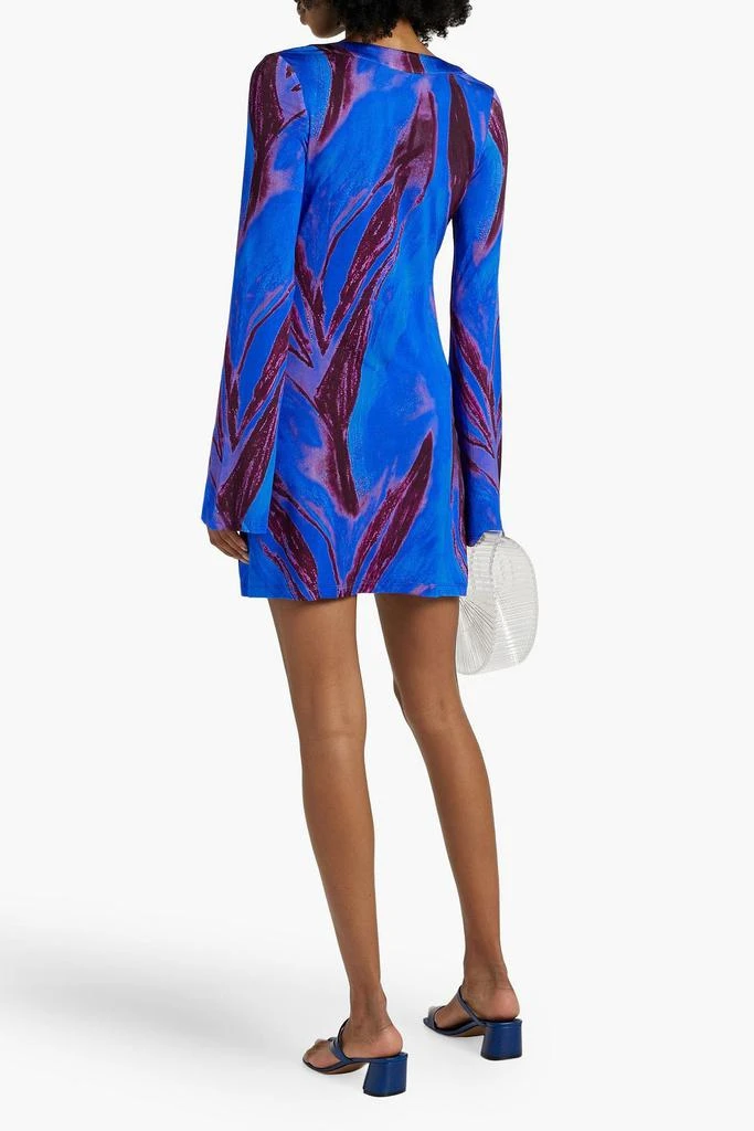 LOUISA BALLOU Tie-detailed printed stretch-jersey mini dress 3