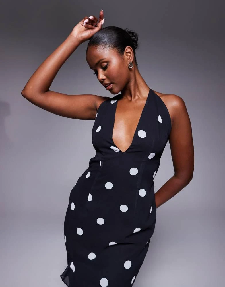 Murci exclusive halterneck deep plunge ruffle high low hem maxi dress in black polka dot On Sale Now with Up to 60% Off | Discover Exclusive Deals & Savings at BeyondStyle Murci exclusive halterneck deep plunge ruffle high low hem maxi dress in black polka dot On Sale Now with Up to 60% Off | Discover Exclusive Deals & Savings at BeyondStyle