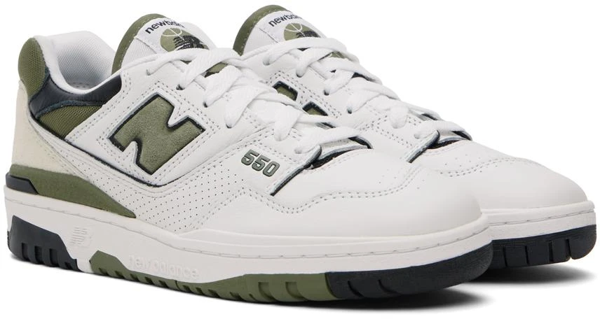 New Balance White & Khaki 550 Sneakers 4