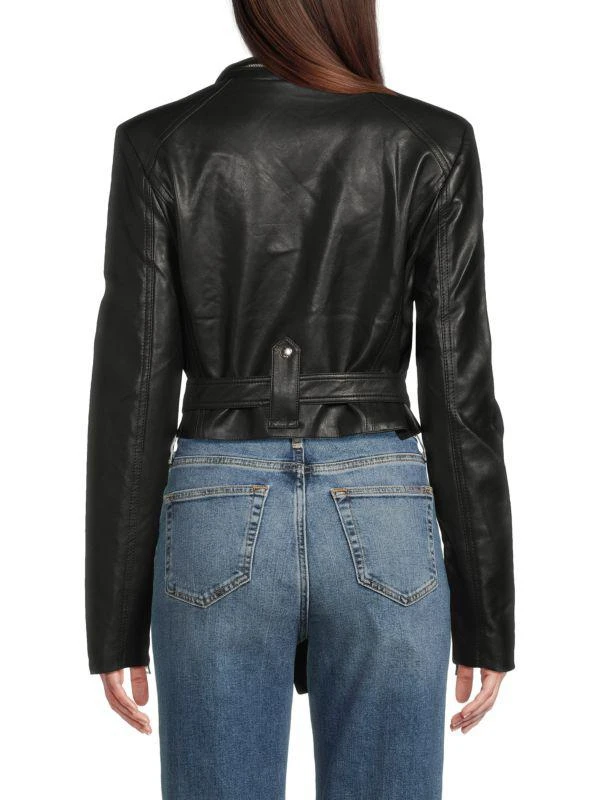 RTA Faux Leather Cropped Biker Jacket 2