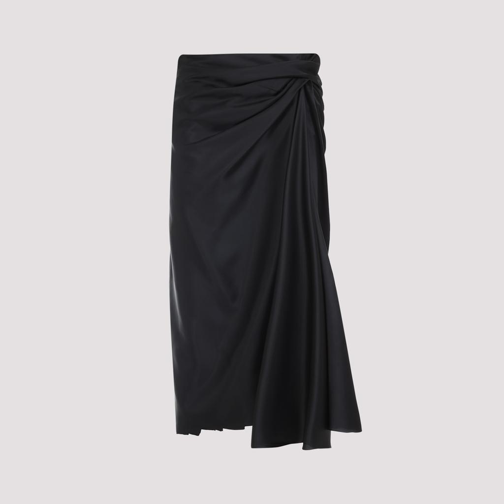 Shop Draped black skirt in cupro twill on Sale at Shop Draped black skirt in cupro twill on Sale at