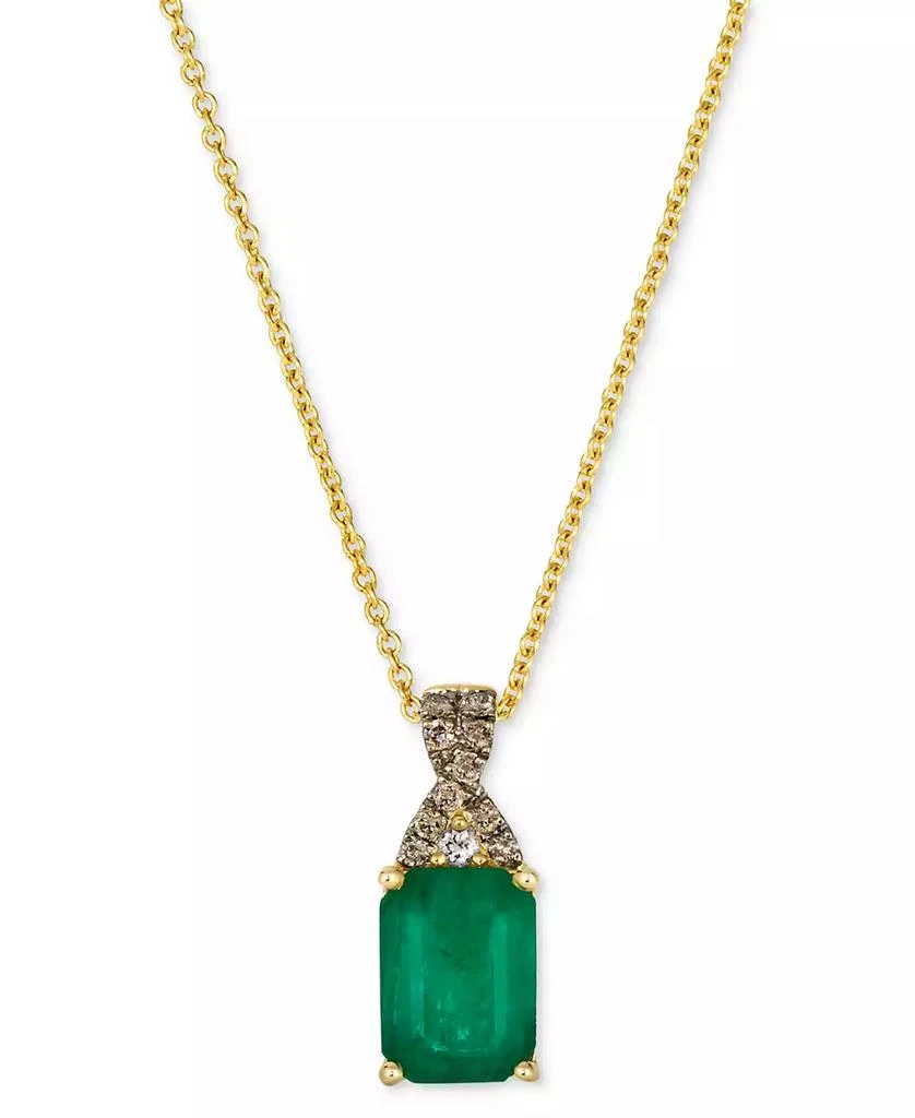 Le Vian Emerald (1 ct. t.w.), Nude Diamond & Chocolate Diamond Accent 20" Pendant Necklace in 14k Honey Gold 1