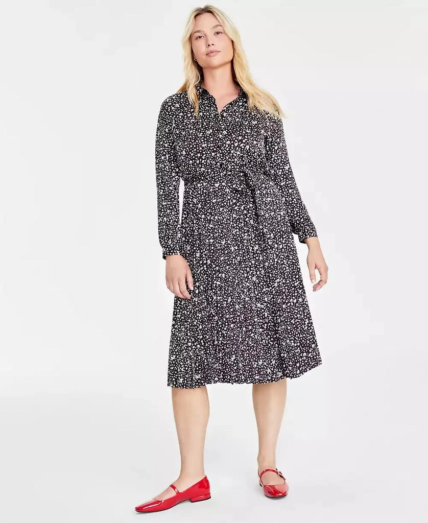 On 34th Women's Long-Sleeve Pleated Shirtdress, Created for Macy's 1