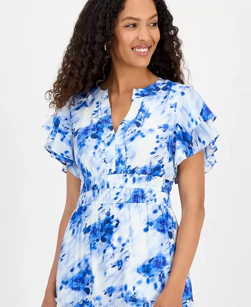 julia jordan Women's Printed Ruffle-Sleeve Midi Dress 4