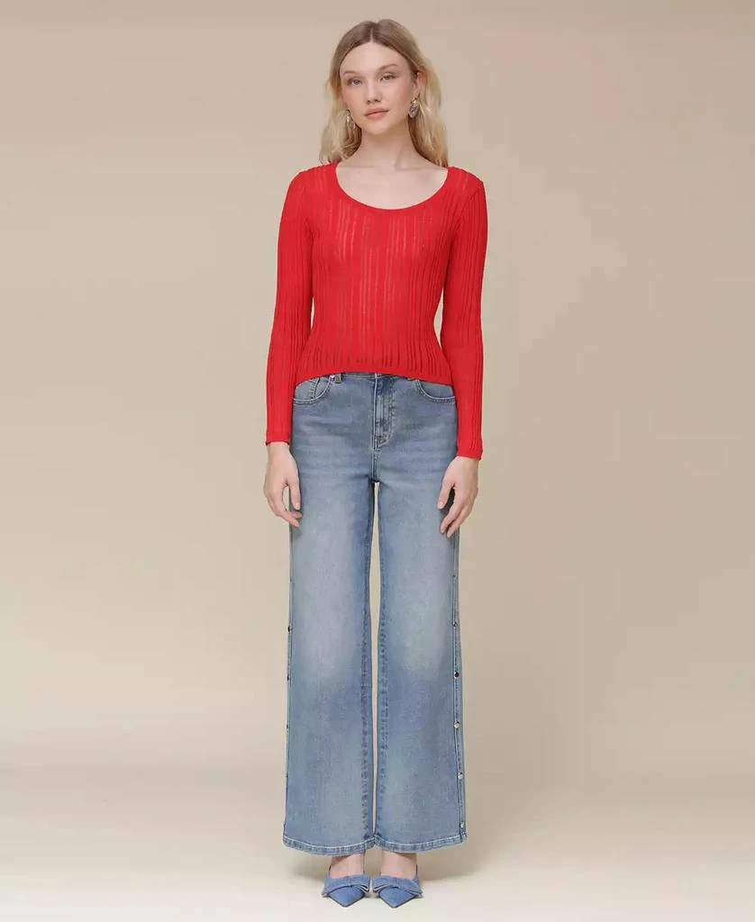 Avec Les Filles Women
s Scoop-Neck Pullover Sweater 1