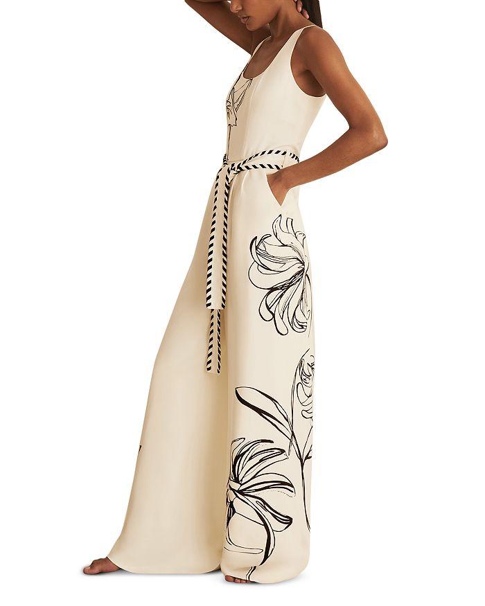 REISS Kinsley Placed Floral Wide Leg Jumpsuit
