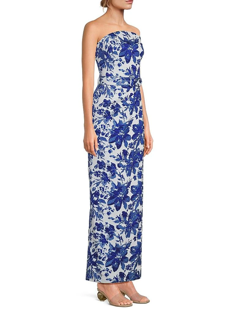 Aidan Mattox Women's Floral Bandeau Maxi Dress - Rich Royal - Size 8