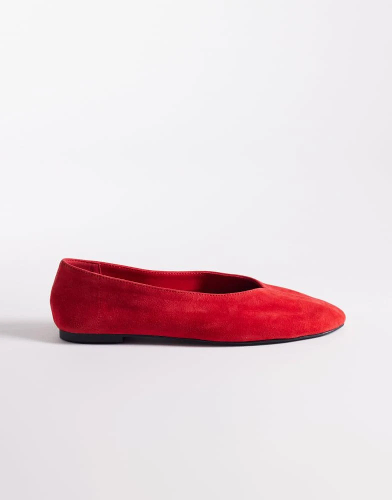 ASOS ASOS DESIGN Lawn premium suede ballets in red