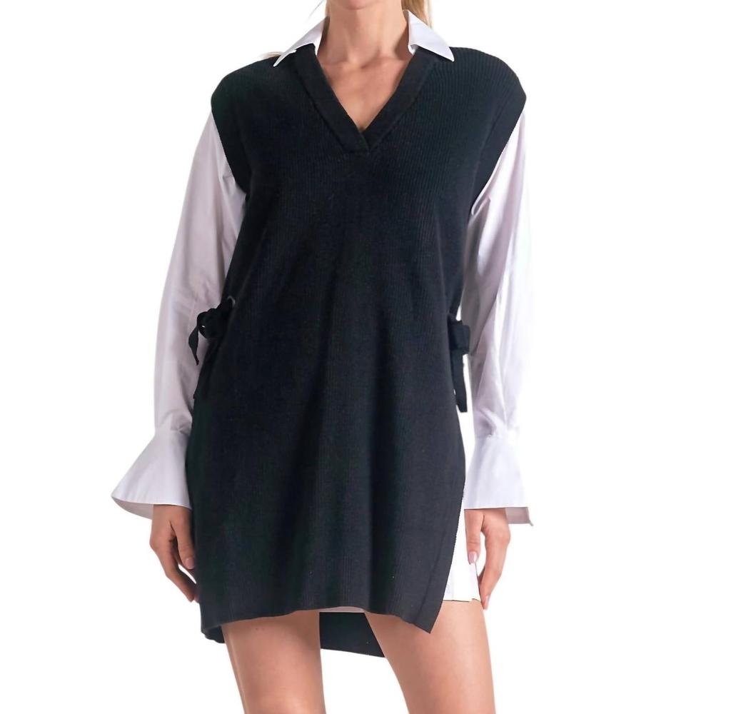 Elan Nia Sweater Vest Dress In Black