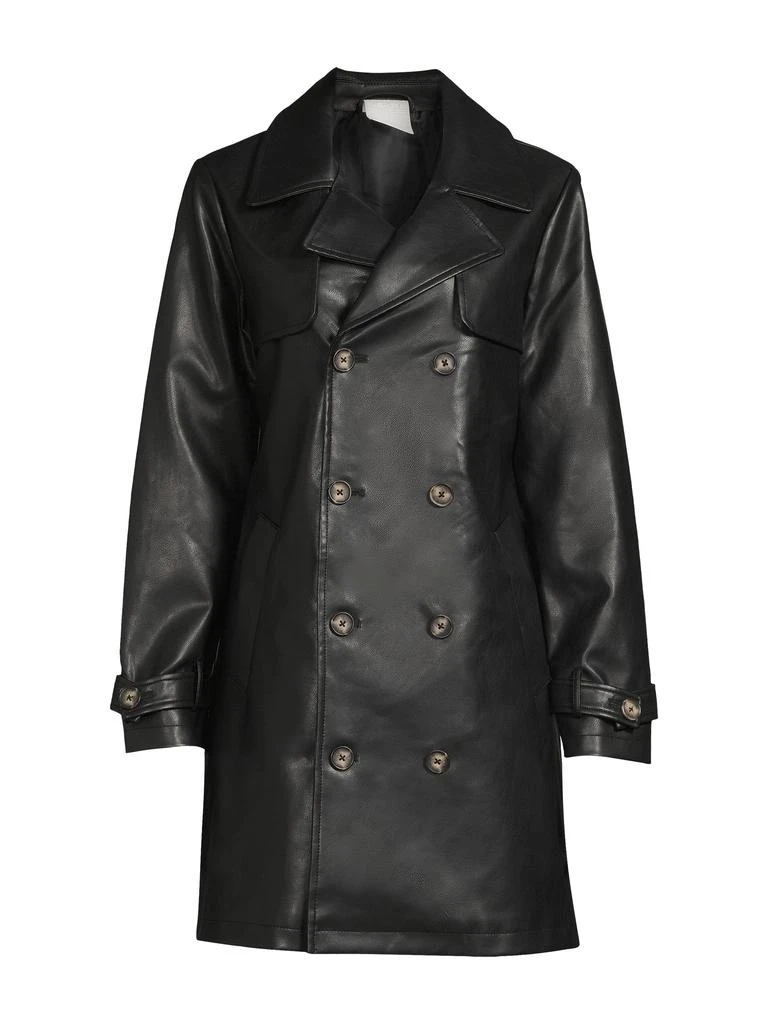 NOIZE Double Breasted Faux Leather Coat 3