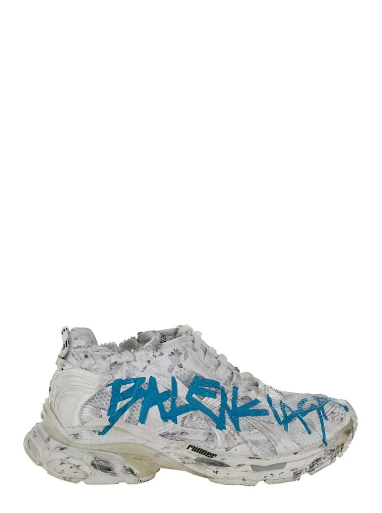 Balenciaga graffiti White And Blue Runner Sneakers In Mesh And Nylon Man 1