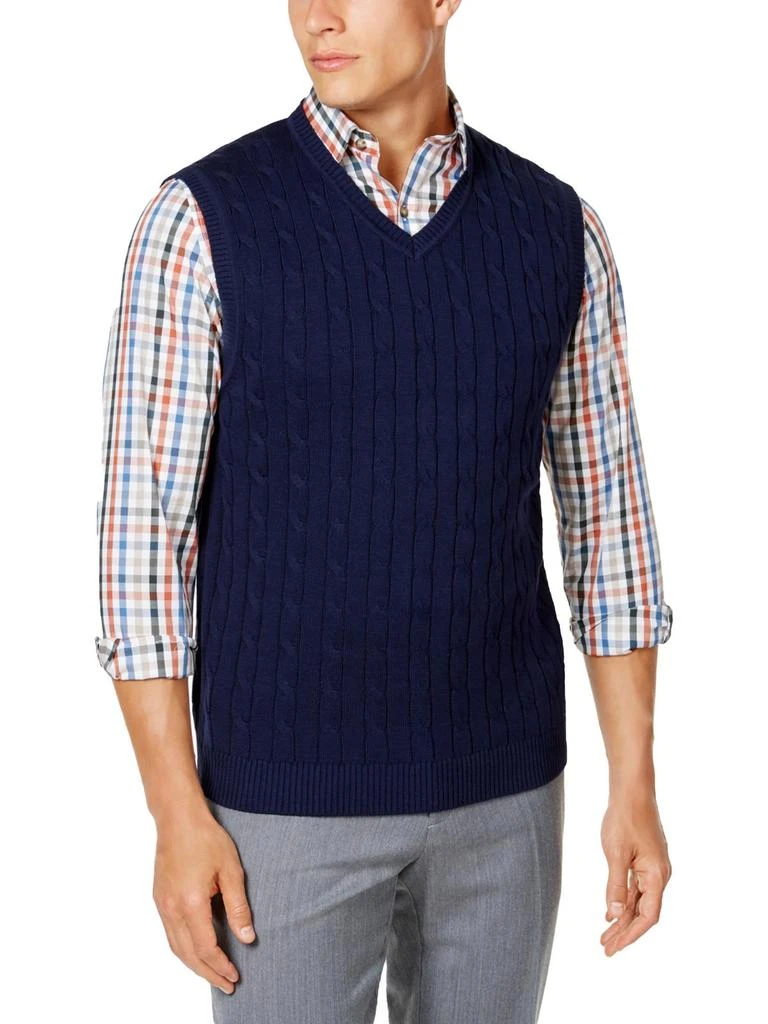 Tasso Elba Mens Cable Knit V-Neck Sweater Vest 5