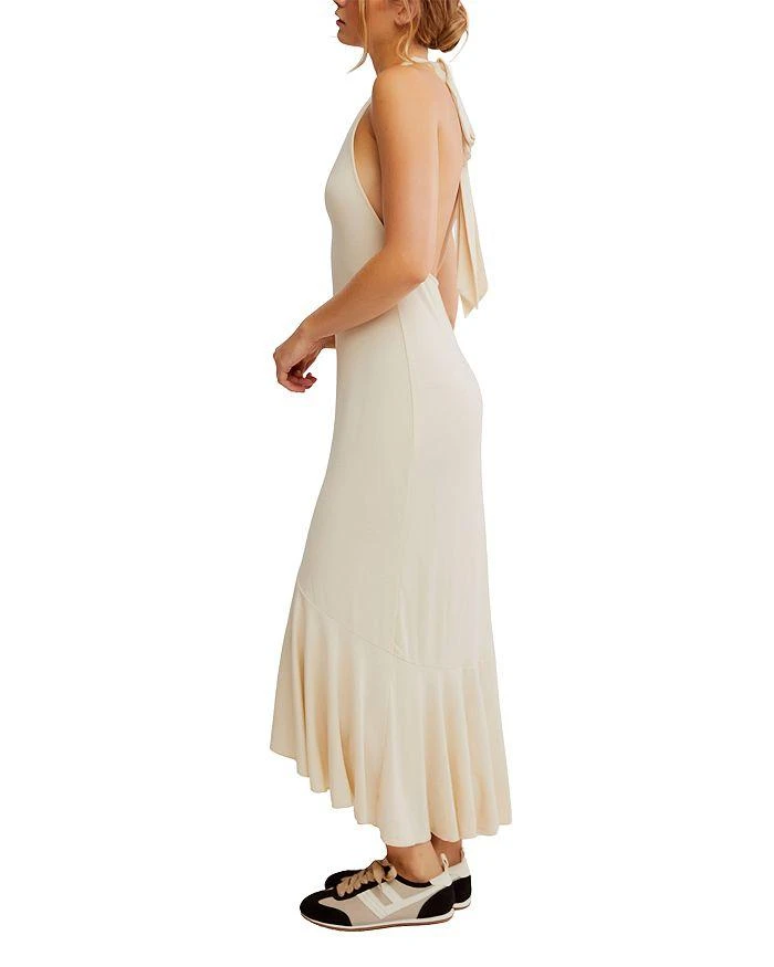 knee length dresses for ladies Alix red halterneck draped satin maxi dress main image 1