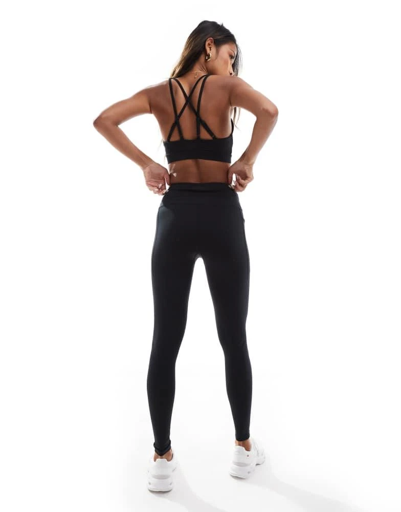 ASOS 4505 Icon running tie waist gym legging with phone pocket in black 3