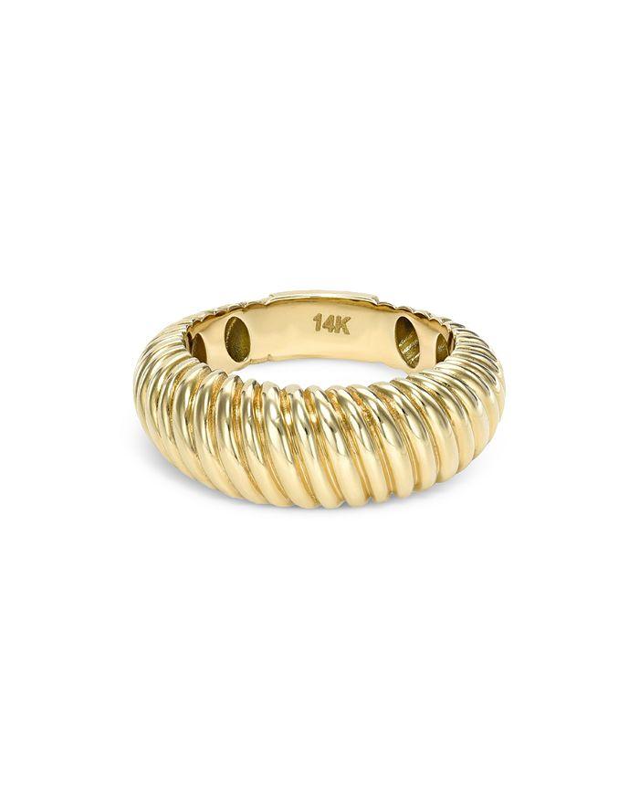 Zoe Lev 14K Yellow Gold Ribbed Dome Ring