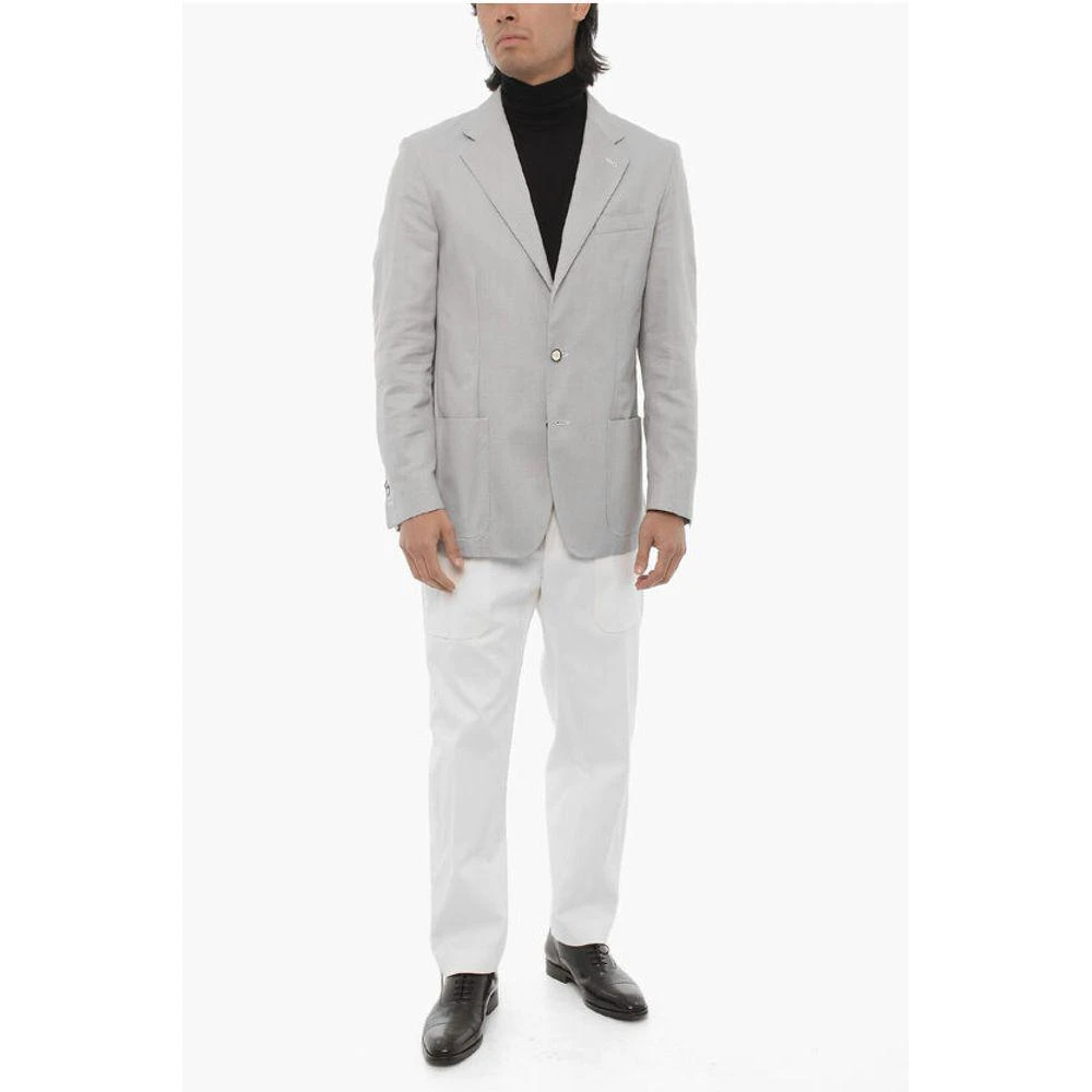 Corneliani Corneliani ID Unlined Wool Blend Blazer with Patch Pockets 4