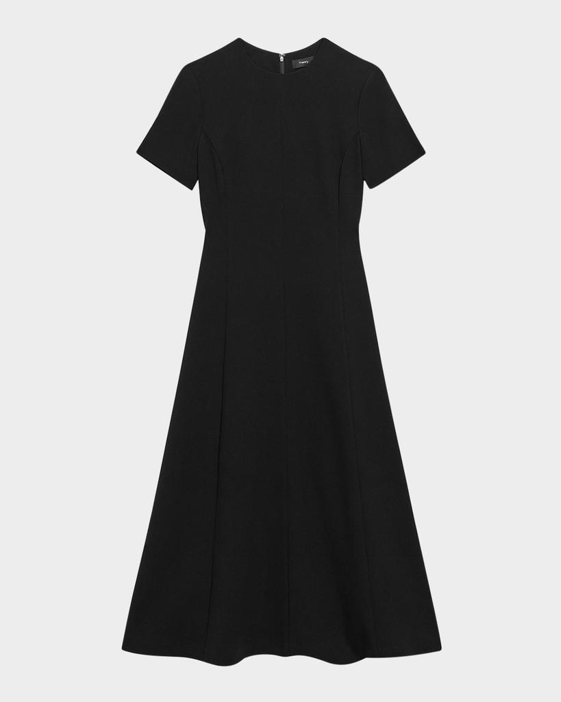 Theory Admiral Crepe Flared Short-Sleeve Midi Dress