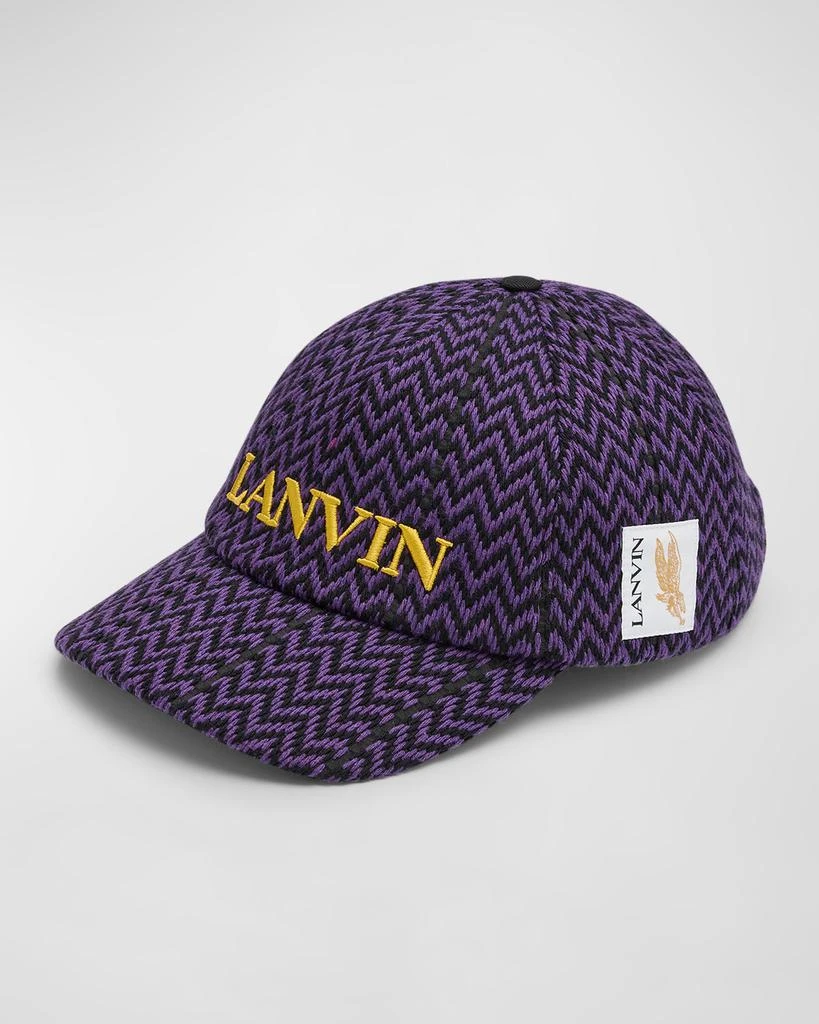 Lanvin Men's Herringbone Logo Baseball Cap 1